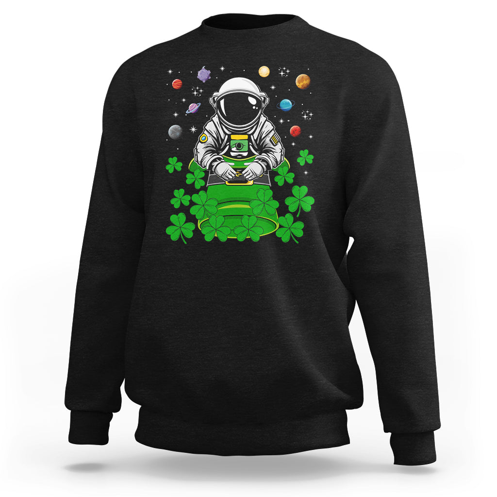 Funny St. Patricks Day Astronaut Sweatshirt Outer Space Leprechaun - Wonder Print Shop