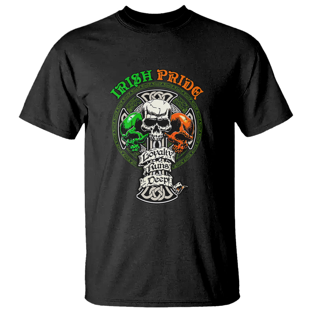 Irish Pride Skull T Shirt Celtic Cross Ireland Flag St. Patricks Day - Wonder Print Shop