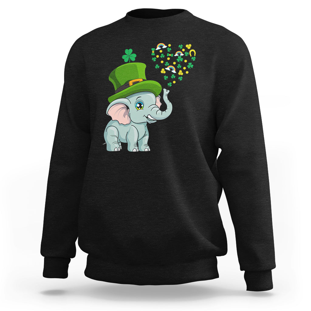 Cute Elephant St. Patricks Day Sweatshirt for Boys Girls - Wonder Print Shop