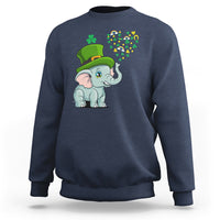 Navy crewneck sweatshirt featuring a cute elephant St. Patrick’s graphic with clover