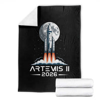 Lunar Journey 2026 Retro Rocket Launch Throw Blanket Space Exploration Astronomy Enthusiasts Sci-Fi Lovers