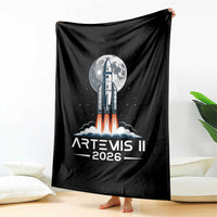 Lunar Journey 2026 Retro Rocket Launch Throw Blanket Space Exploration Astronomy Enthusiasts Sci-Fi Lovers