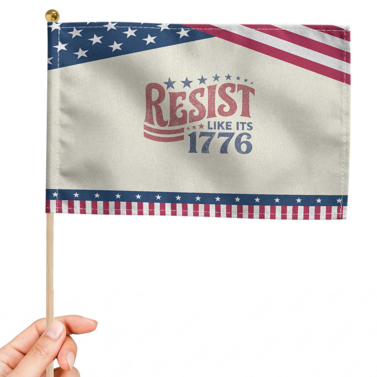 Resist Like Its 1776 Patriotic Handheld Flag Vintage Distressed Political Satire Graphic