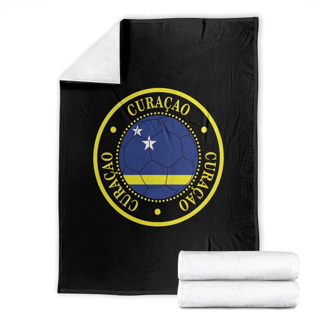 Curaçao Football Pride Circular Crest Vintage Throw Blanket Curacao Flag Soccer Fans Graphic
