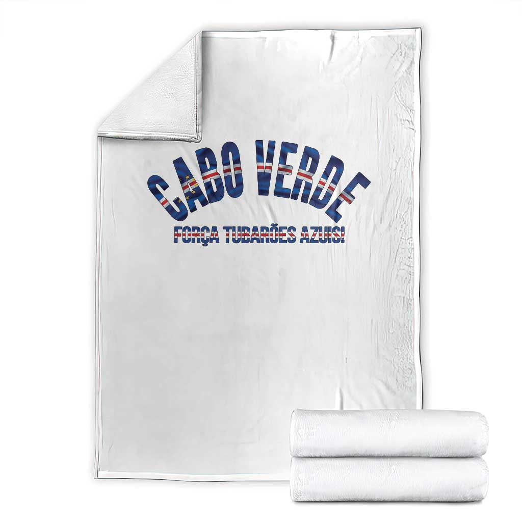 Forca Tubaroes Azuis Cabo Verde National Pride Throw Blanket Cape Verde Football Fans Blue Sharks Heritage