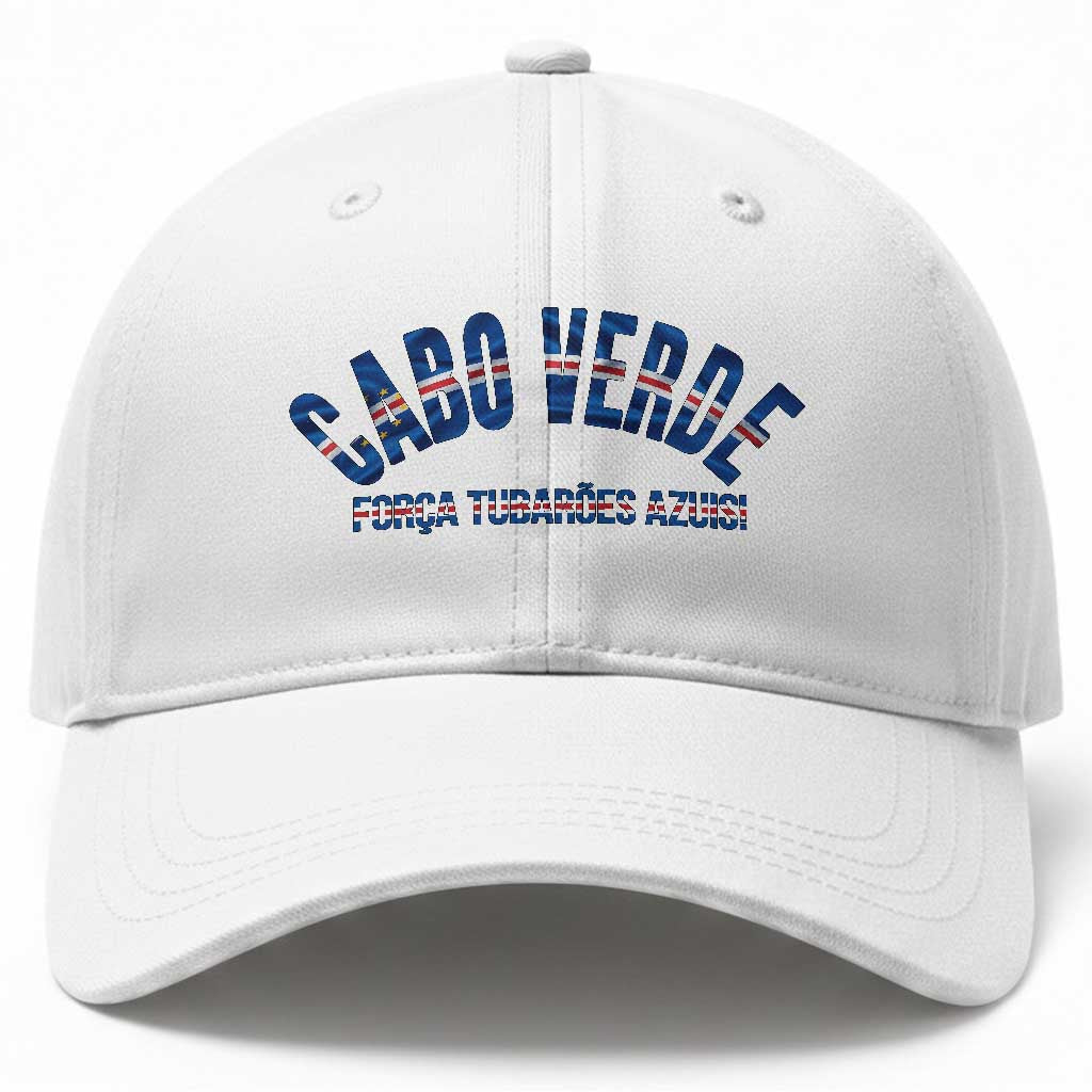 Forca Tubaroes Azuis Cabo Verde National Pride Baseball Cap Cape Verde Football Fans Blue Sharks Heritage