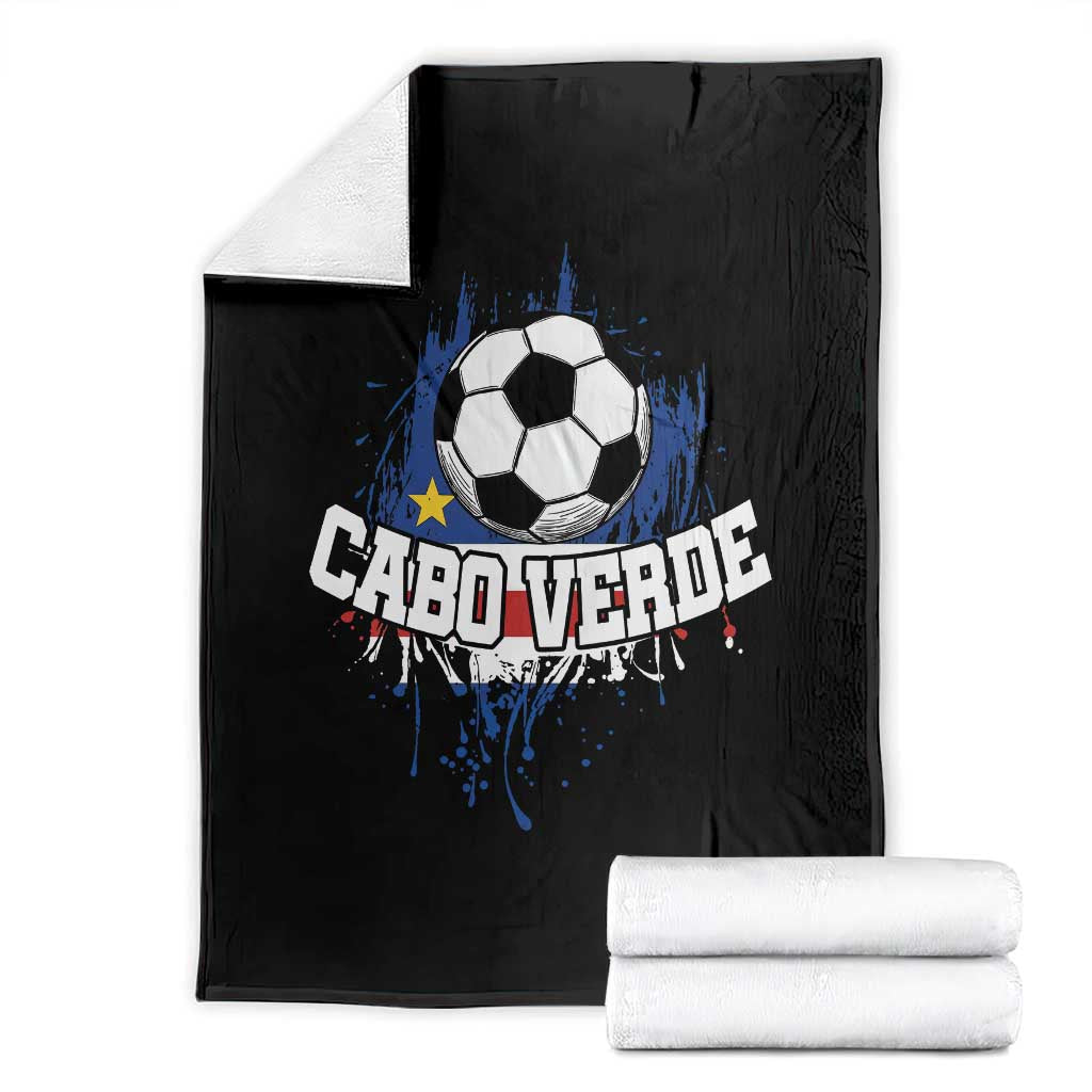 Cabo Verde Flag Football Graphic Throw Blanket Cape Verde Soccer Fans Artistic Pride