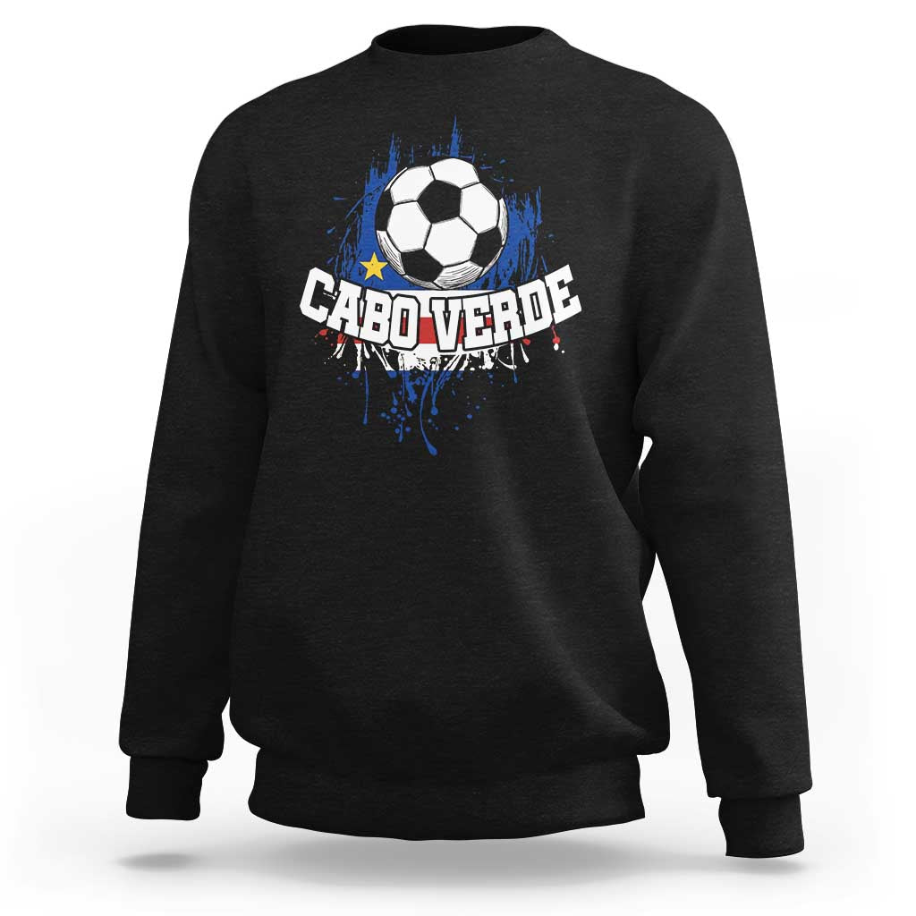 Cabo Verde Flag Football Graphic Sweatshirt Cape Verde Soccer Fans Artistic Pride