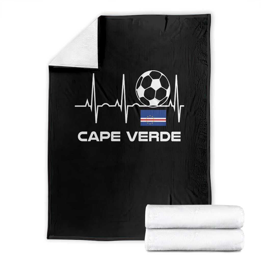 Cape Verde Soccer Heartbeat EKG Pulse Graphic Throw Blanket Cabo Verde Football Fans Pride