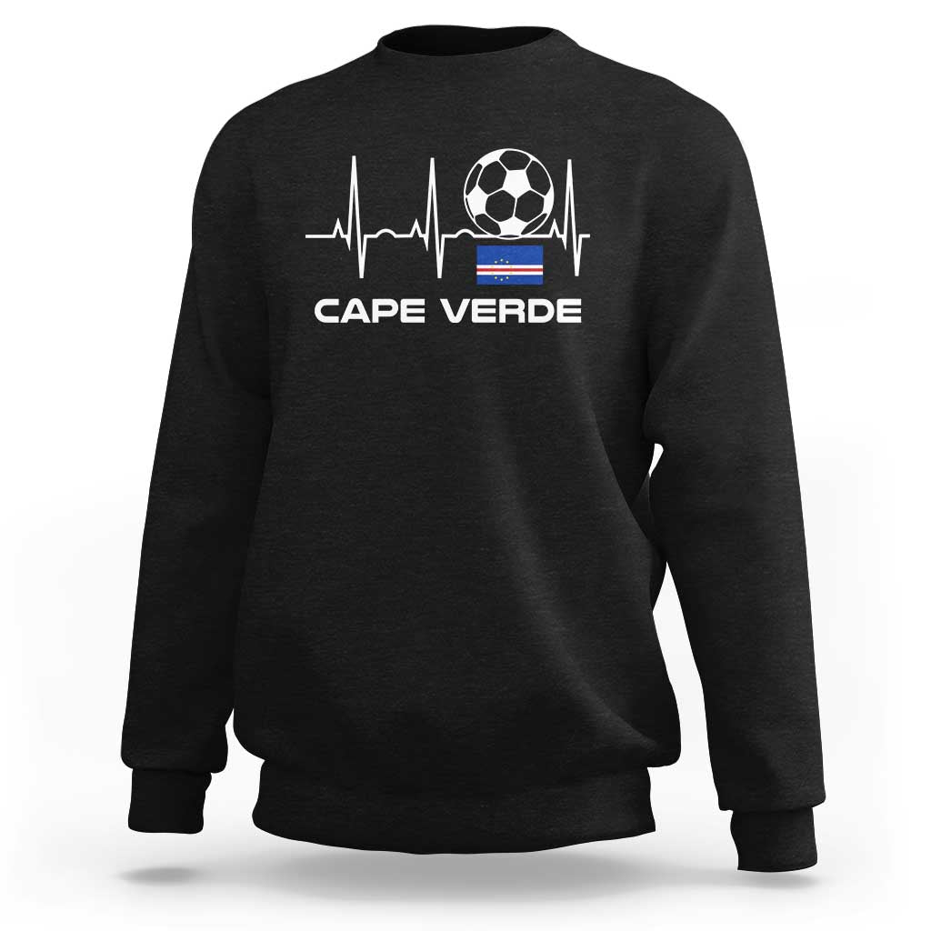 Cape Verde Soccer Heartbeat EKG Pulse Graphic Sweatshirt Cabo Verde Football Fans Pride