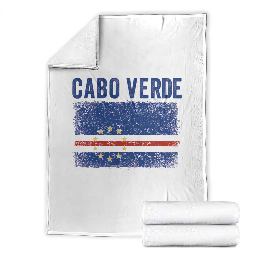 Cabo Verde Distressed Flag National Pride Throw Blanket Cape Verde Heritage Pride Retro Grunge Graphic