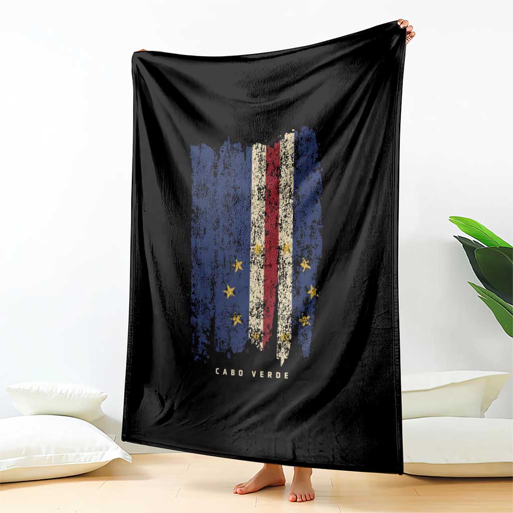Cape Verde Vertical Brush Stroke Flag Graphic Throw Blanket Cabo Verde National Pride Artistic Gift