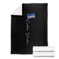Cabo Verde Elegant Script Flag Graphic Throw Blanket Cape Verde Minimalist Cursive National Pride Gift