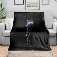 Cabo Verde Elegant Script Flag Graphic Throw Blanket Cape Verde Minimalist Cursive National Pride Gift