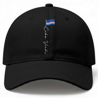 Cabo Verde Elegant Script Flag Graphic Baseball Cap Cape Verde Minimalist Cursive National Pride Gift