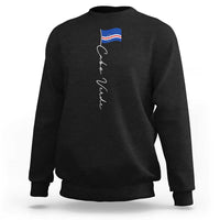 Cabo Verde Elegant Script Flag Graphic Sweatshirt Cape Verde Minimalist Cursive National Pride Gift