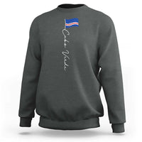Cabo Verde Elegant Script Flag Graphic Sweatshirt Cape Verde Minimalist Cursive National Pride Gift