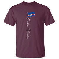 Cabo Verde Elegant Script Flag Graphic T Shirt Cape Verde Minimalist Cursive National Pride Gift