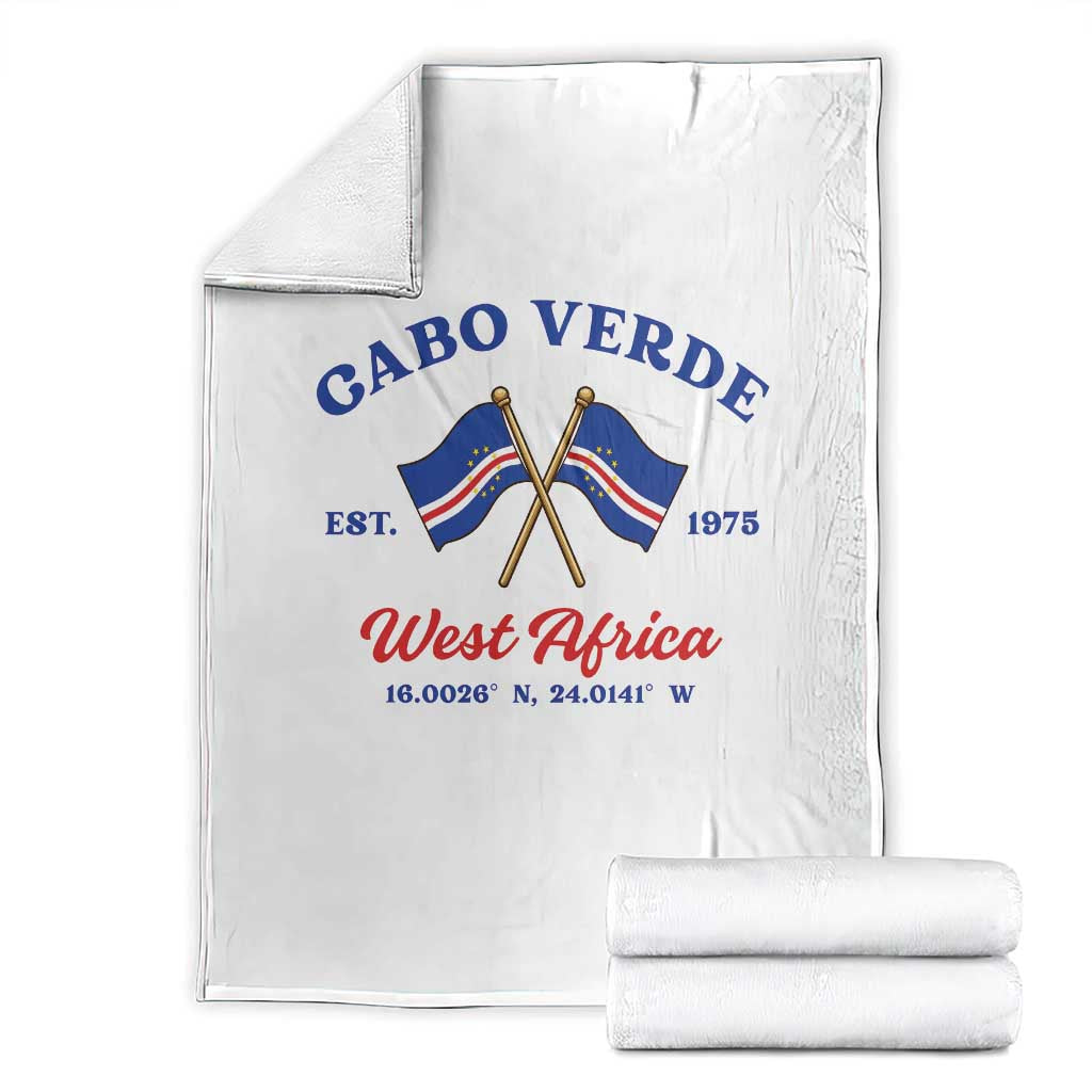 Cabo Verde West Africa Crossed Flags Throw Blanket Cape Verde Est 1975 Retro National Pride