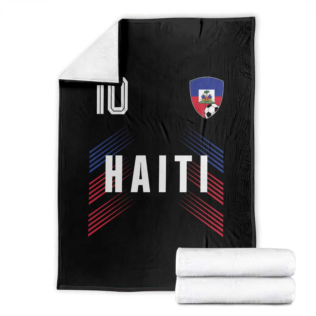 Haiti Soccer Sports Graphic Number 10 Jersey Style Throw Blanket Proud Haitian Football Fans Game Day Pride