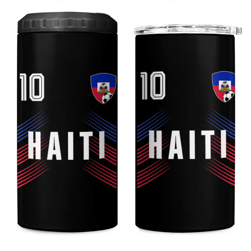Haiti Soccer Sports Graphic Number 10 Jersey Style 4 in 1 Can Cooler Tumbler Proud Haitian Football Fans Game Day Pride