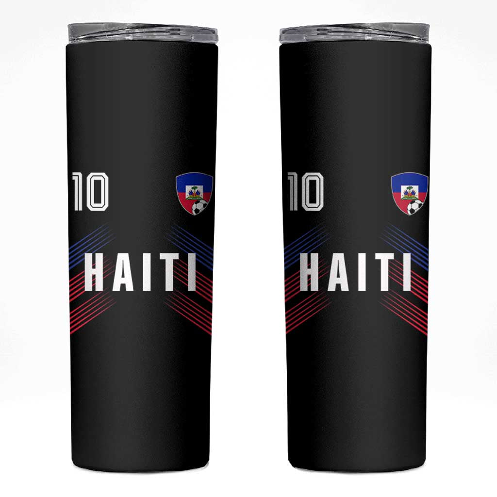 Haiti Soccer Sports Graphic Number 10 Jersey Style Skinny Tumbler Proud Haitian Football Fans Game Day Pride