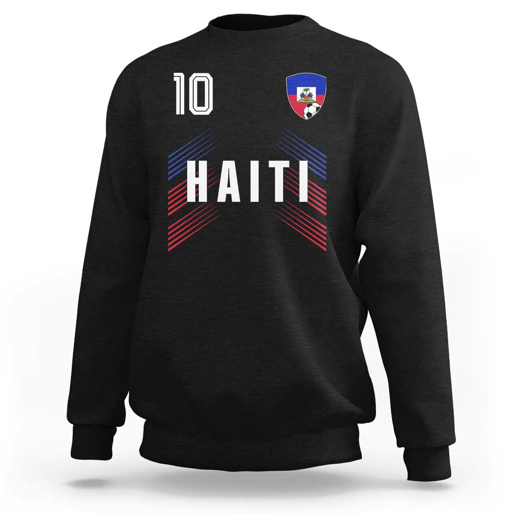Haiti Soccer Sports Graphic Number 10 Jersey Style Sweatshirt Proud Haitian Football Fans Game Day Pride