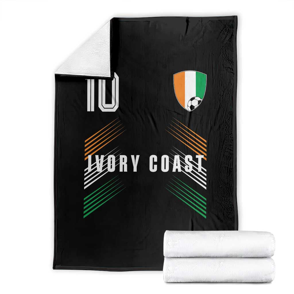 Ivory Coast Soccer Sports Graphic Number 10 Jersey Style Throw Blanket Proud Ivorian Cote d'Ivoire Football Fans Game Day Pride