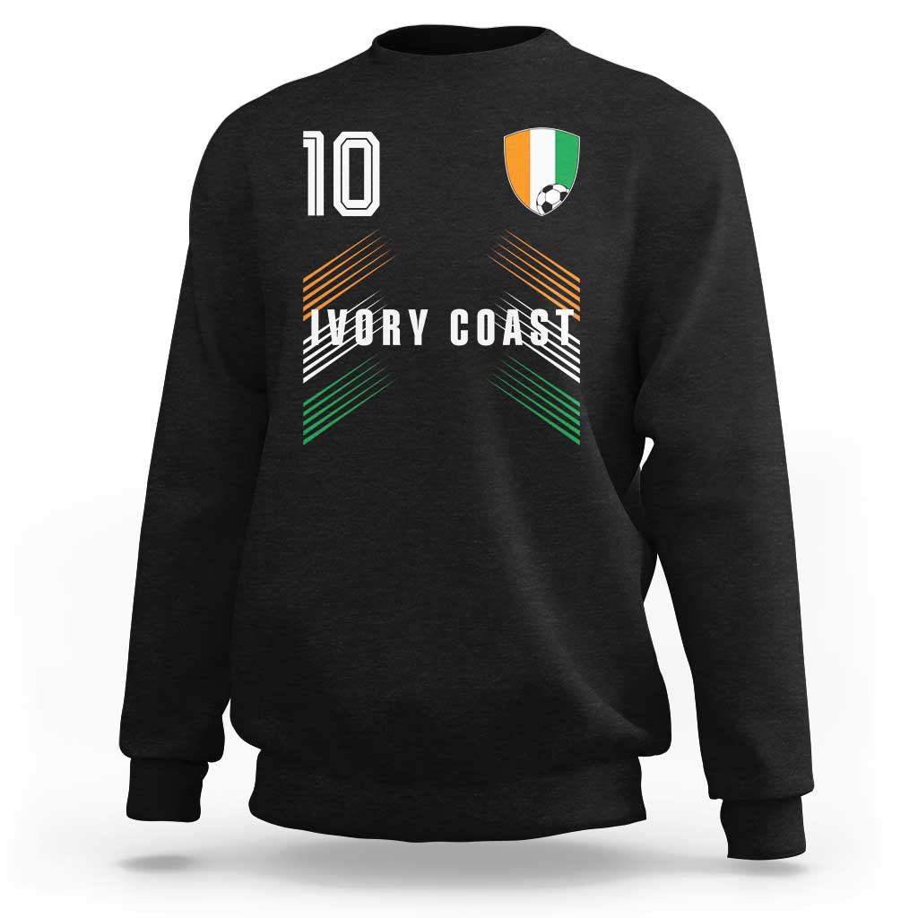 Ivory Coast Soccer Sports Graphic Number 10 Jersey Style Sweatshirt Proud Ivorian Cote d'Ivoire Football Fans Game Day Pride