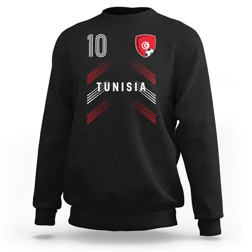 Tunisia Soccer Sports Graphic Number 10 Jersey Style Sweatshirt Proud Tunisian Football Fans Game Day Maghreb Pride