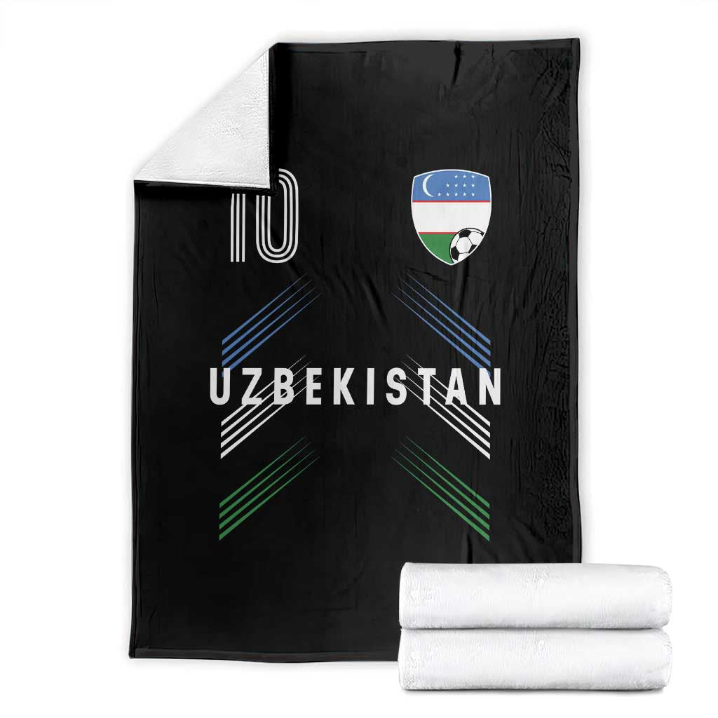 Uzbekistan Soccer Sports Graphic Number 10 Jersey Style Throw Blanket Proud Uzbek Football Fans Game Day Pride
