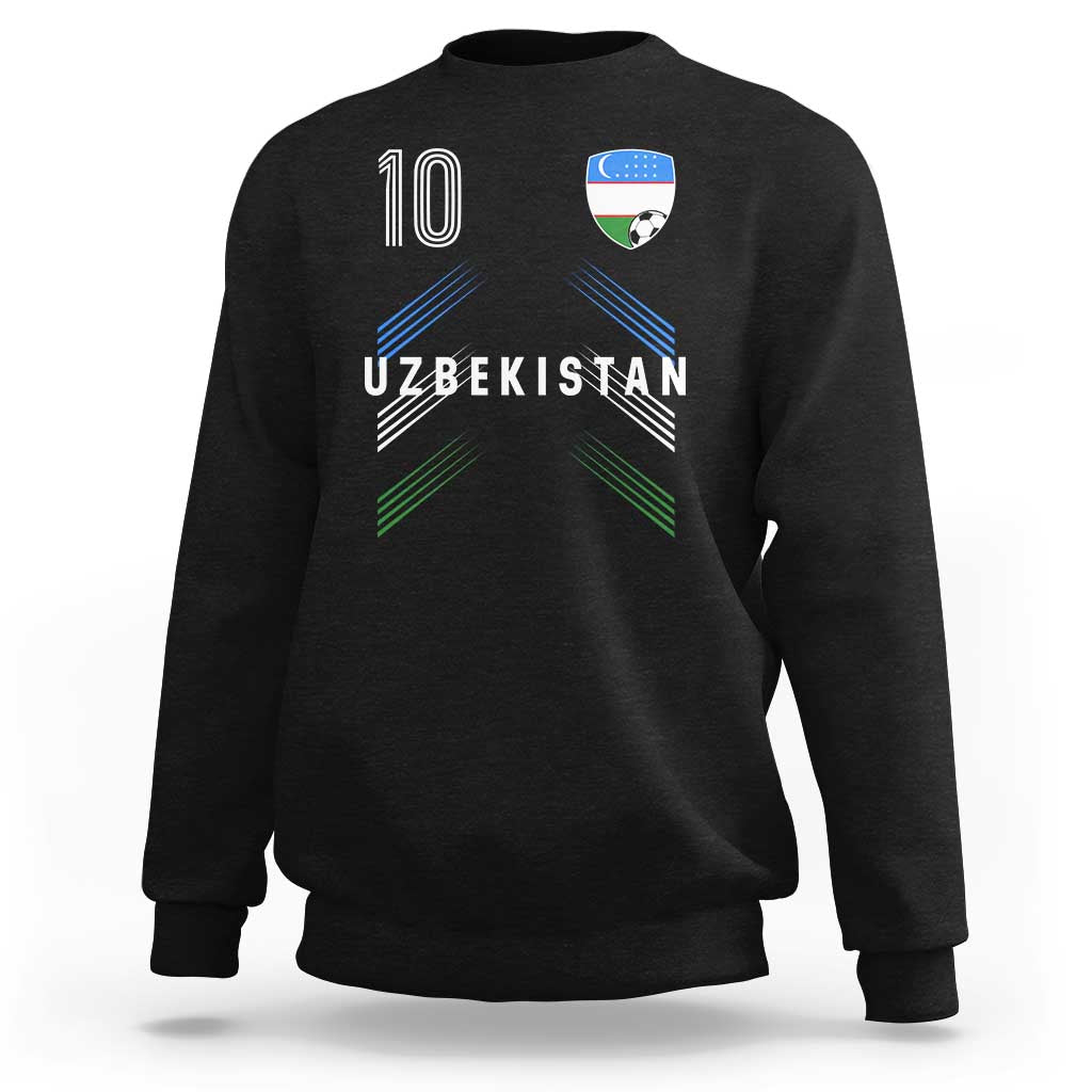 Uzbekistan Soccer Sports Graphic Number 10 Jersey Style Sweatshirt Proud Uzbek Football Fans Game Day Pride