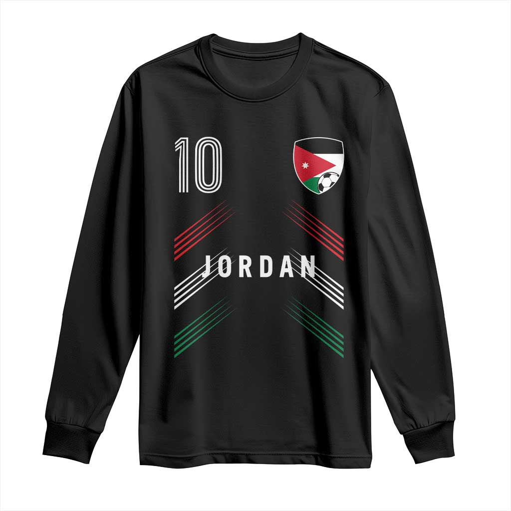 Jordan Soccer Sports Graphic Number 10 Jersey Style Long Sleeve Shirt Proud Jordanian Football Fans Game Day Pride