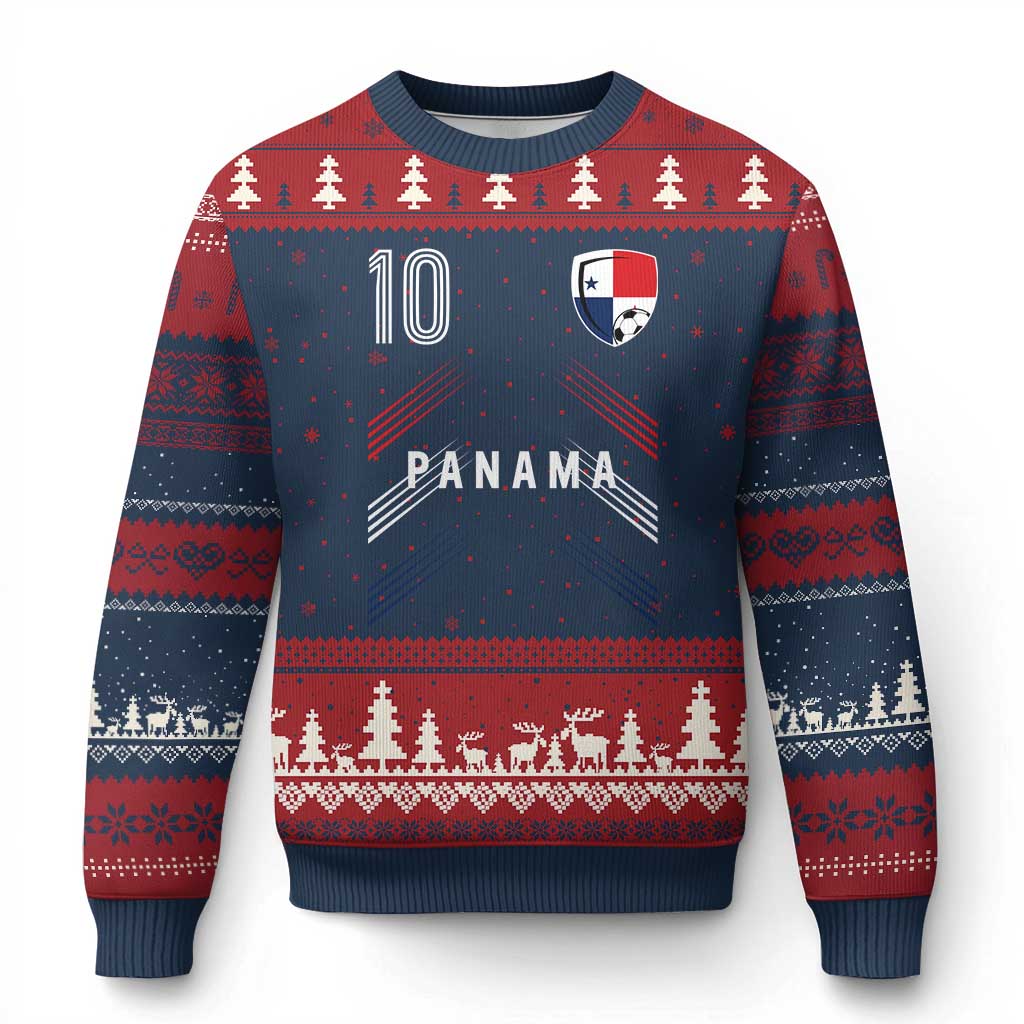 Panama Soccer Sports Graphic Number 10 Jersey Style Ugly Christmas Sweater Proud Panamanian Football Fans Game Day Pride