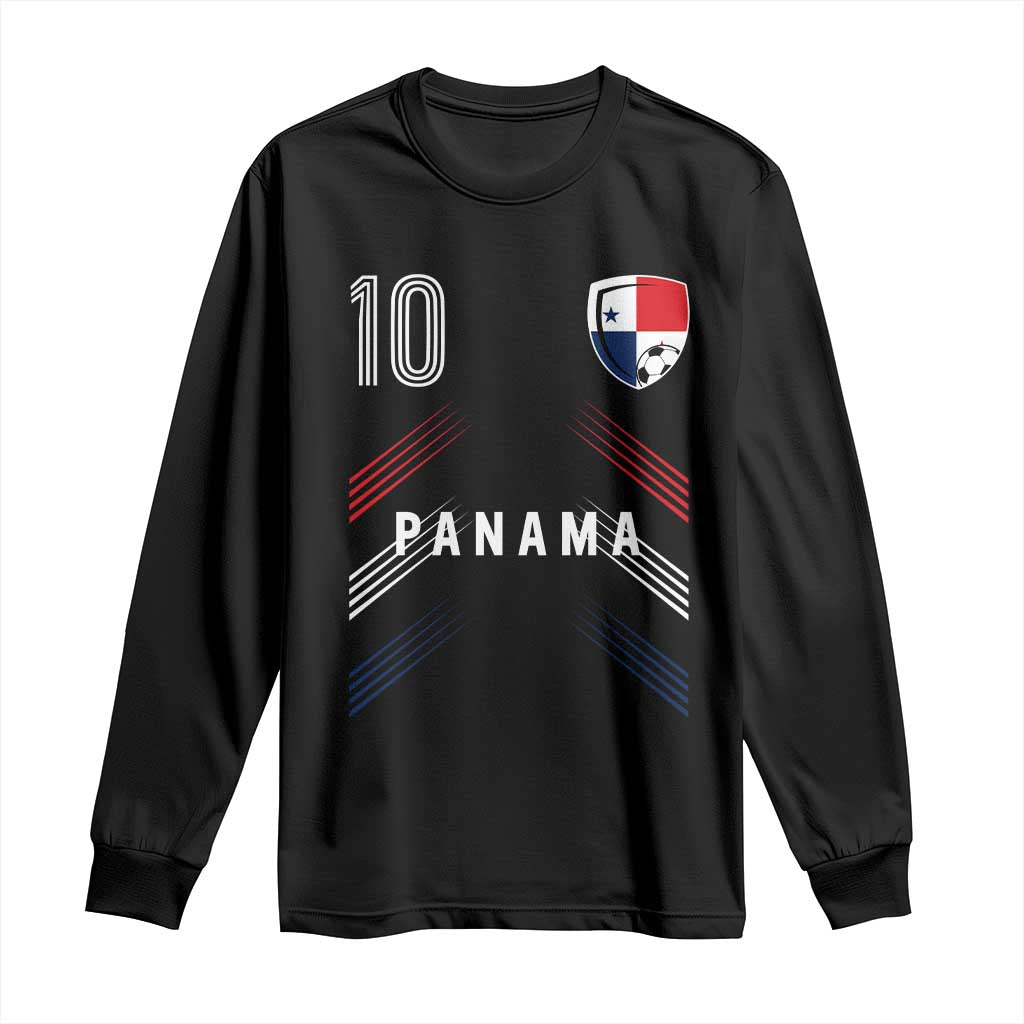 Panama Soccer Sports Graphic Number 10 Jersey Style Long Sleeve Shirt Proud Panamanian Football Fans Game Day Pride