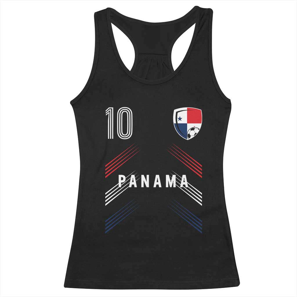 Panama Soccer Sports Graphic Number 10 Jersey Style Racerback Tank Top Proud Panamanian Football Fans Game Day Pride