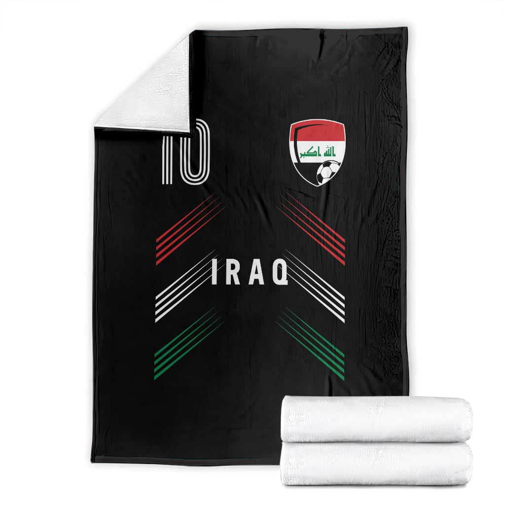 Iraq Soccer Sports Graphic Number 10 Jersey Style Throw Blanket Proud Iraqi Football Fans Game Day Pride
