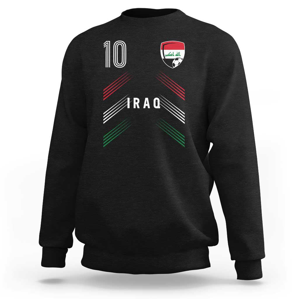 Iraq Soccer Sports Graphic Number 10 Jersey Style Sweatshirt Proud Iraqi Football Fans Game Day Pride