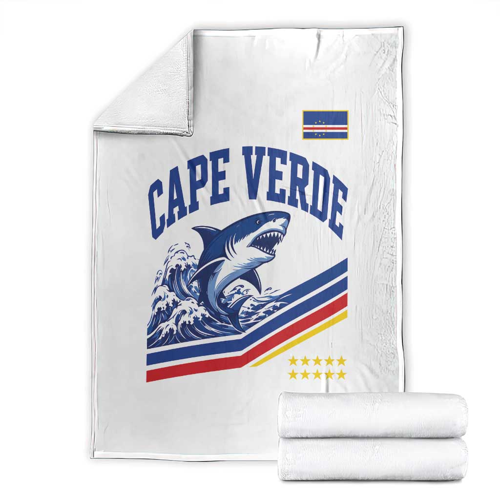 Cape Verde Blue Sharks Ocean Wave Graphic Throw Blanket Cabo Verde Pride Sports Fans