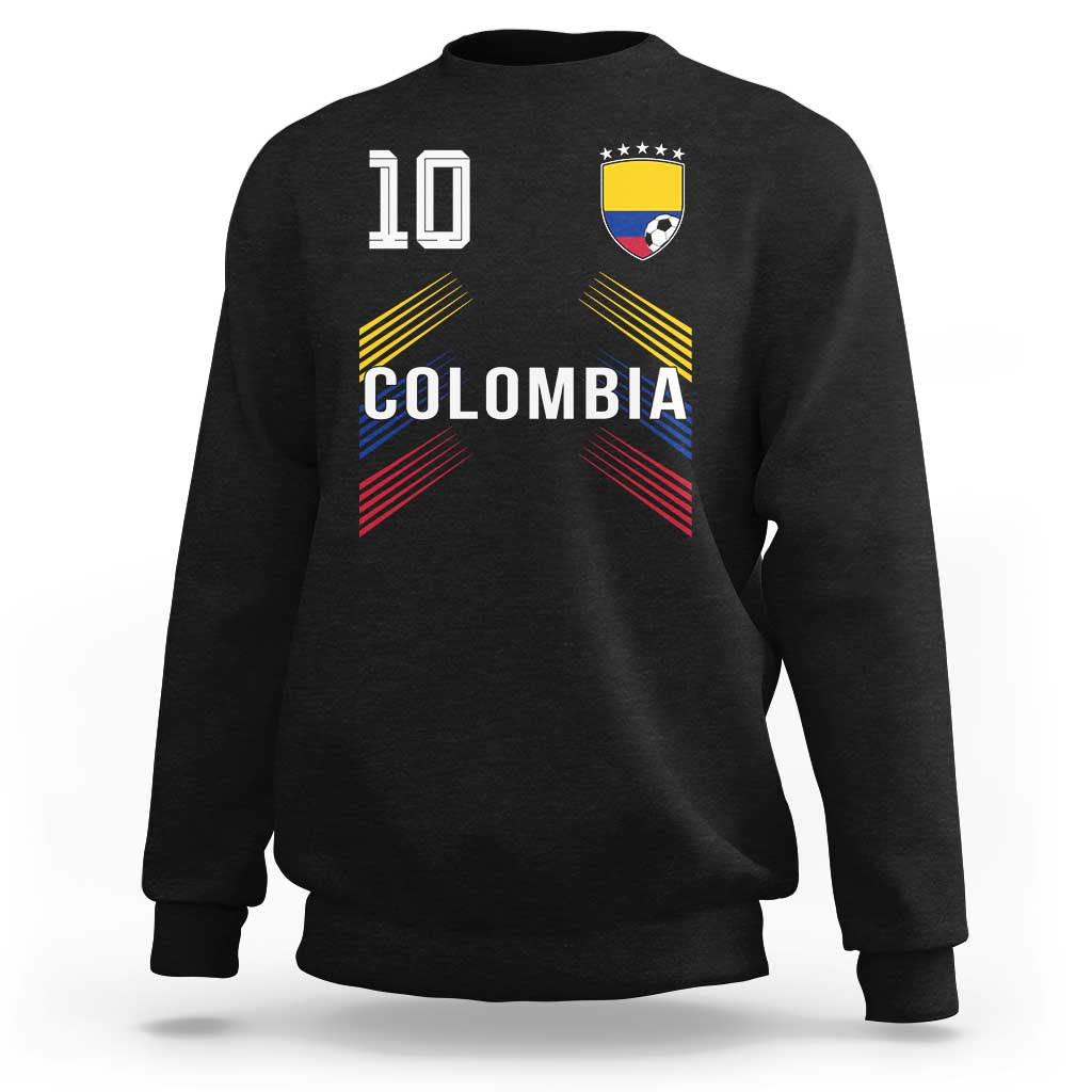 Colombia Soccer Sports Graphic Number 10 Jersey Style Sweatshirt Proud Colombian Football Fans Game Day Pride