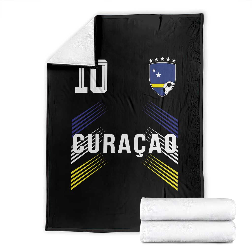 Curacao Soccer Sports Graphic Number 10 Jersey Style Throw Blanket Proud Curaçaoans Football Fans Game Day Pride
