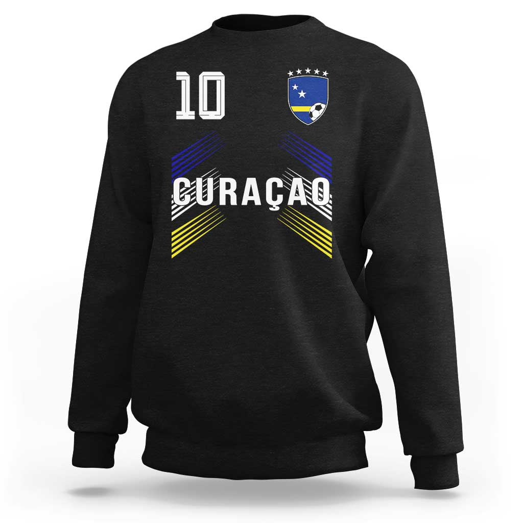 Curacao Soccer Sports Graphic Number 10 Jersey Style Sweatshirt Proud Curaçaoans Football Fans Game Day Pride