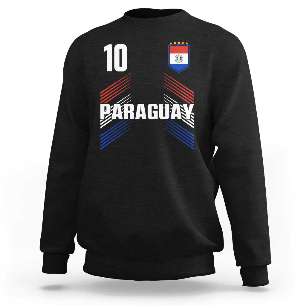 Paraguay Soccer Sports Graphic Number 10 Jersey Style Sweatshirt Proud Paraguayan Football Fans Game Day Pride