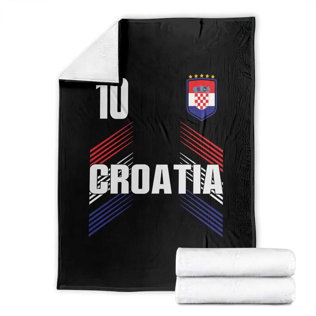Croatia Soccer Sports Graphic Number 10 Jersey Style Throw Blanket Proud Croatian Football Fans Game Day Pride