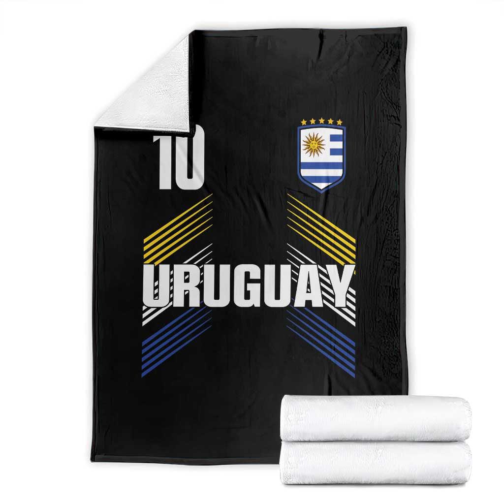 Uruguay Soccer Sports Graphic Number 10 Jersey Style Throw Blanket Proud Uruguayan Football Fans Game Day Pride
