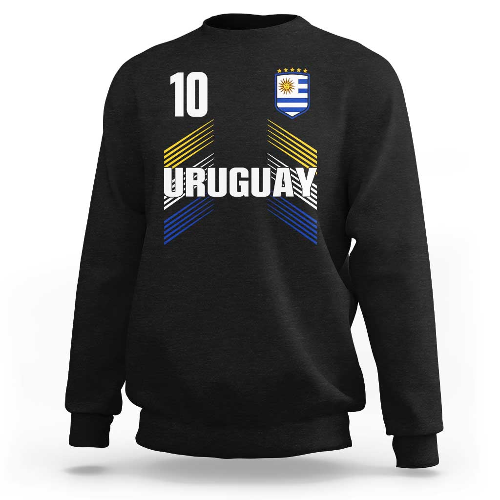 Uruguay Soccer Sports Graphic Number 10 Jersey Style Sweatshirt Proud Uruguayan Football Fans Game Day Pride