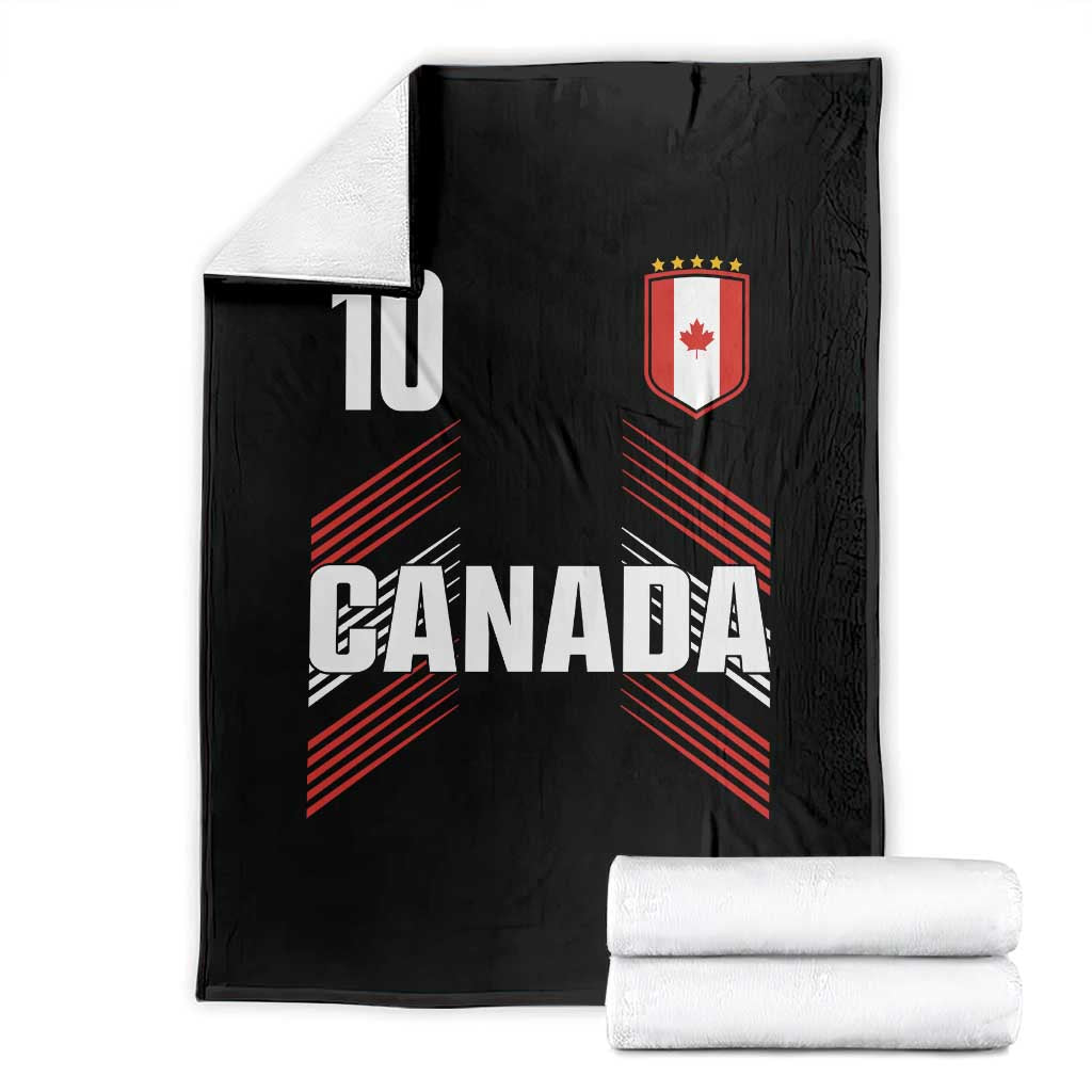 Canada Soccer Sports Graphic Number 10 Jersey Style Throw Blanket Proud Canadian Football Fans Game Day Pride