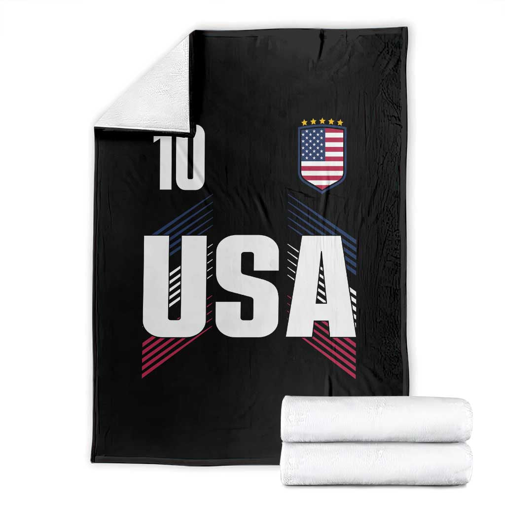 USA Soccer Sports Graphic Number 10 Jersey Style Throw Blanket Proud Fans Game Day Pride