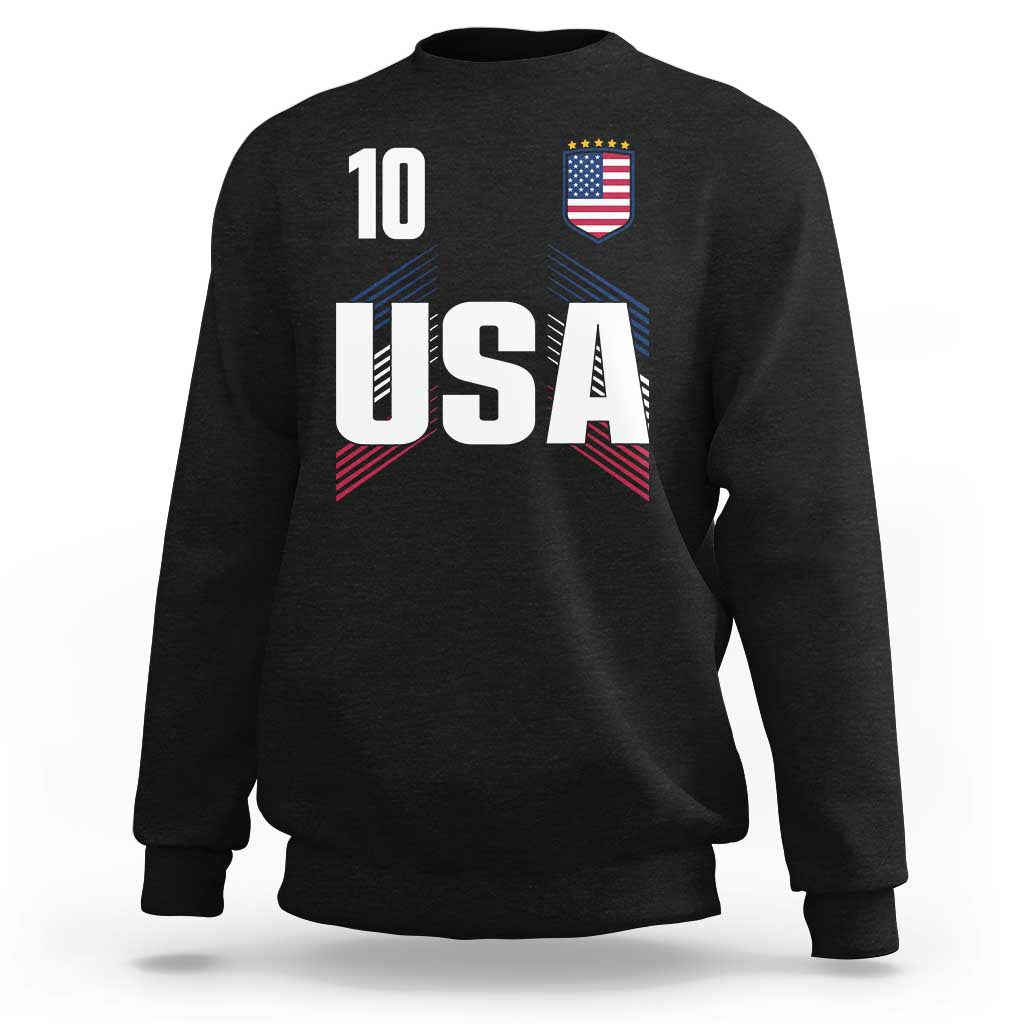 USA Soccer Sports Graphic Number 10 Jersey Style Sweatshirt Proud Fans Game Day Pride