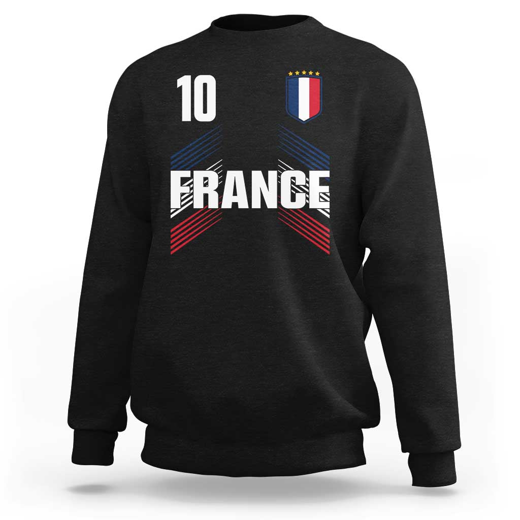 France Soccer Sports Graphic Number 10 Jersey Style Sweatshirt Proud French Football Fans Game Day Pride